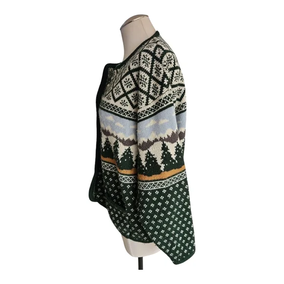 Vintage 80s Winter Landscape Cardigan Button Up XL - Picture 6 of 9
